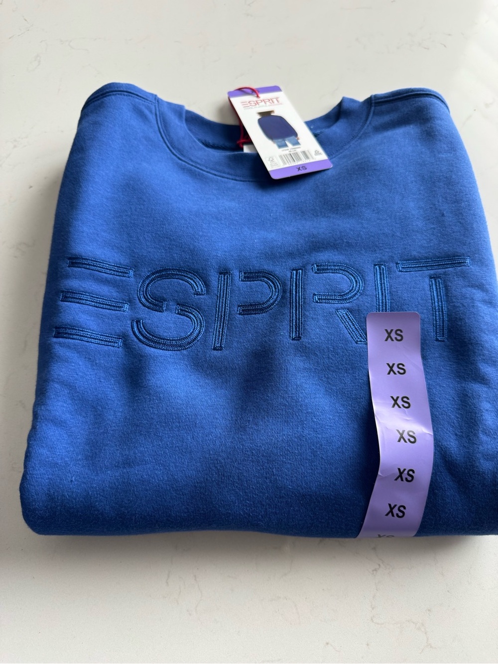 Esprit Blue Embroidered Logo Crewneck Sweatshirt